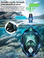 W WSTOO Full Face Snorkel Mask Adults,Suitable for Beginners Dry Top Snorkeling Gear,Can Your Mouth or Nose to Breathe,180 Degrees Panoramic View,Anti-Fog Anti-Leak,Summer Travel and Vacationing Gifts