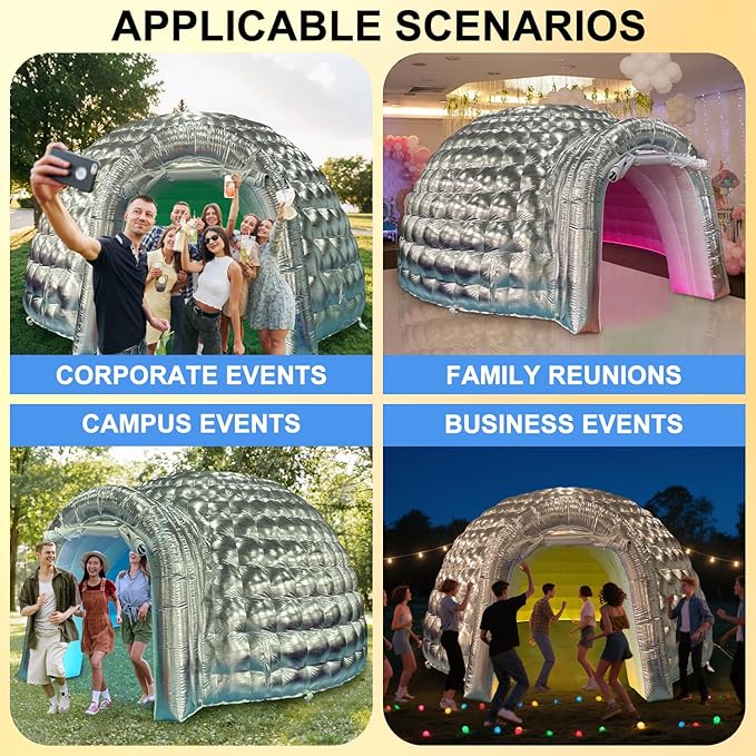 SAYOK Outdoor Portable Inflatable Igloo Dome Tent with Led Light for Party Wedding Event Camping