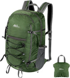 MoKo Hiking Backpack, 40L Large Capacity Camping Backpack with Multiple Pockets, Tear-Resistant Travel Daypack for Men Women, Packable and Lightweight Hiking Daypack for Travel Camping Outdoor, Olive