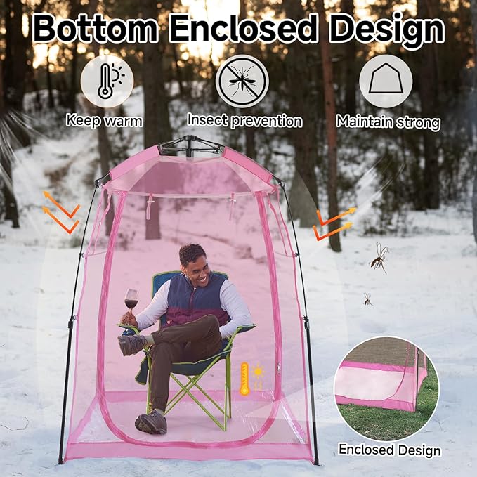 All Weather Proof Pod Sports Pod,540°View Weather Tent,1-4 Person Instant Tent with Sealed Floor,Outdoor Screen House with Carrying Bag,Screen Room for Sport Event,Camping,Fishing