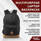 DISCOUNT PROMOS Multipurpose Laptop Backpacks Set of 10, Bulk Pack - Lots of Features for Everyday Use, Perfect for Employess, Businessman - Black