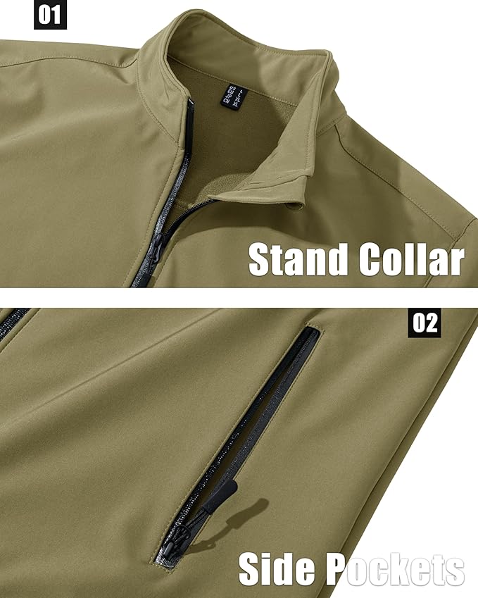 MAGCOMSEN Men's Fleece Lined Softshell Jacket Waterproof Windbreaker Rain Jacket for Tactical Hiking