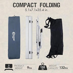 PORTAL Outdoor Folding Portable Picnic Camping Table with Adjustable Height Aluminum Roll Up Table Top Mesh Layer, Silver