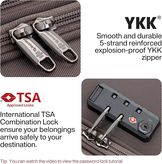 Hanke 20 Inch Expandable Carry On Luggage 22x14x9 Airline Approved Softside Suitcases with Wheels Lightweight Travel Luggage Rolling Suitcase with Lock for Men and Women.(Coffee)