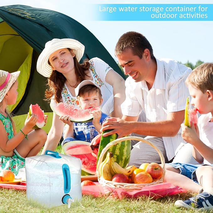 3 Pack Collapsible Water Container with Spigot, Foldable Camping Water Container Portable Camping Storage Carrier Jug for Outdoors Hiking Emergency Kit Backpack(Blue,2.6 Gallon)