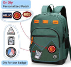 Swissdigital Design Big Student Laptop Backpack with Fun Personalized Patches For College Boy & Girl, Middle High School Teen Bookbag Cool Travel Daypack Green - Includes 3 Patches | SD1718-22