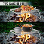 ZORMY 13" Folding Campfire Grill, 304 Stainless Steel Firepit Grill Grate, Heavy Duty Portable Camping Grill with Carrying Bag, Gas BBQ Grill Grate for Backpacking, Hiking, Picnics (Medium)