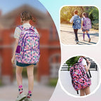 Bansusu Geometric Print Backpacks for Girls Boys School, Capacity School Girls Backpacks for Kids Water-resistant Bookbags, Black-S