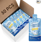 Loopeer 50 Pcs Individual Travel Laundry Detergent 0.88 oz Portable Detergent Packets Travel Size Single Use Liquid Soap for Traveler Hostel Essentials Cleaning