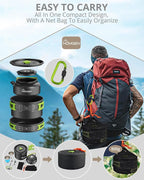 HOMGEN 12-Pieces Ultralight Anodized Aluminum Camping Cookware Set for 2 People - Nesting Pot/Pan with Foldable Handles 800ml Insulated Teapot & Stainless Cups for Camping Hiking