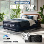Queen Air Mattress with Built-in Pump, 18" Top Inflatable Mattress with Waterproof Flocking Fabric, Three-Minute Quick-Inflatable Bed. Portable Blow Up Mattress for Home, Outdoor and Guests