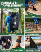 Bigfly Inflatable Stand Up Paddle Board 11’*34”*6”, Blow Up Paddle Board for Adults,with Detachable Fins, Pump, Floating Paddle, Safety Leash,Backpack