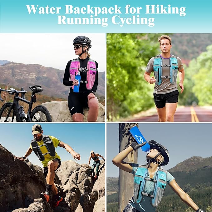Hydration Vest Pack Backpack, Running Vest for Women Men Adjustable Chest Straps Running Hydration Vest for Trail Hiking