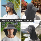 NPQQUAN Mens Sun Hats for Men Women with Neck Flap Wide Brim UV Protection Hiking Fishing Hat