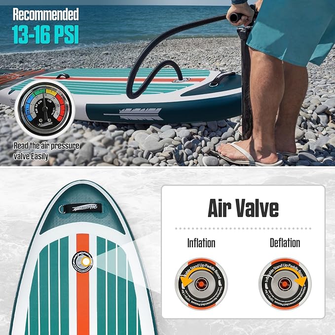 Inflatable Paddle Boards for Adults and Youth, 11'x33 Wood Grain Stand Up Paddle Board with SUP Accessories, Portable Inflatable Paddleboard for All Skill Levels,Blow Up Paddle Board as Present