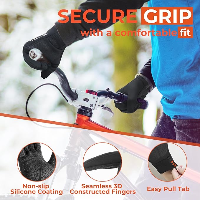 HANDLANDY Winter Running Gloves for Women & Men, Windproof Water-Resistant Thermal Touchscreen Liner Gloves for Cycling, Hiking, Driving, Freezer Work