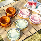 Bear Paw Foldable Pet Bowl, Dual Bowl Design for Food and Water,6.1in，Pink,Orange and Beige (Beige)