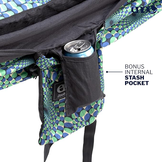 ENO DoubleNest Hammock - Lightweight, Portable, 1 to 2 Person Hammock - for Camping, Hiking, Backpacking, Travel, a Festival, or The Beach - Optical Illusion/Charcoal
