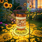 Sunflower Solar Lanterns Outdoor Waterproof with Shepherd Hook, Sunflower Birthday Gifts for Women Mom Grandma, Metal Solar Hanging Lights Garden Decor for Outside Yard Patio Pathway Backyard Porch