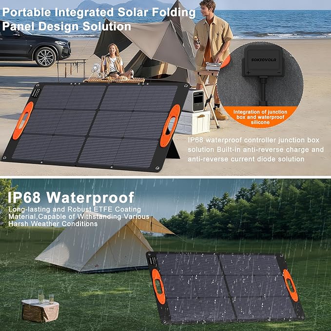 N-Type 16BB 100W Portable Solar Panel 18V ETFE Portable Foldable Solar Charger NextGen 25% High Conversion Folding Solar Panel for Camping Outdoor RV