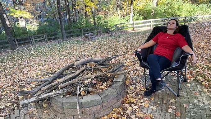 FAIR WIND 2 Pack Oversized Padded Camping Chair Heavy Duty Quad Fold Arm Chair Portable for Outdoor - Support 450LBS, Black