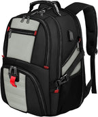 YOREPEK Travel Backpack, 50L Laptop Backpacks for Men Women, Water Resistant Airline Approved Bag with USB Charging Port Fits 17 Inch Computer, Grey