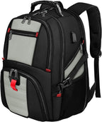 YOREPEK 18.4 Laptop Backpack, Large Backpacks with USB Charger Port, TSA Friendly Flight Approved Weekend Carry on Backpack with Luggage Strap for Men and Women, Grey