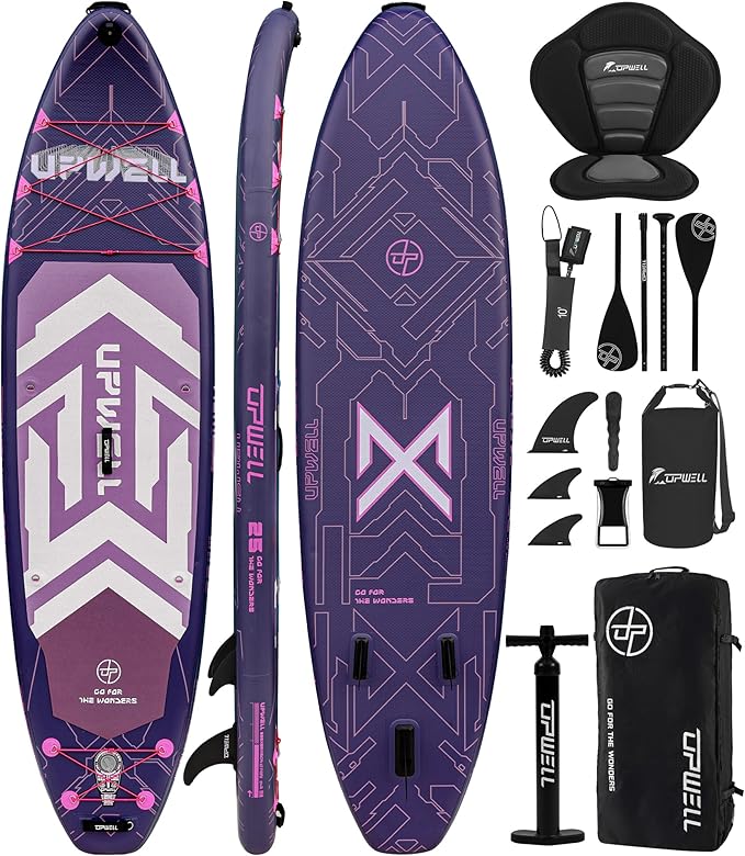 UPWELL 11'6"×35" Extra Wide Inflatable Paddle Board, Stand Up Paddle Board for Youth & Adults, Stable Design, Premium SUP Accessories, 120L Backpack, 10L Dry Bag, Paddle, Leash, Hand Pump, US Fins