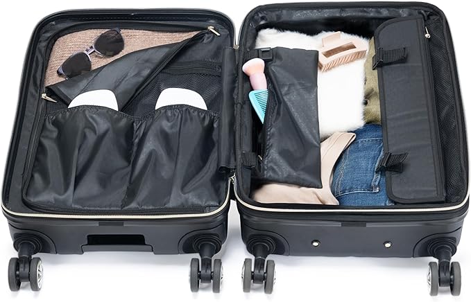 Kenneth Cole REACTION Sophie Women's Silky Nylon 15" Laptop & Tablet Anti-Theft RFID Travel Backpack Bag, Black With 20" Carry-On