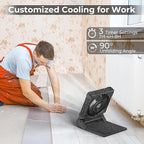 KITWLEMEN Upgraded Solar Camping Fan with Lantern - Rechargeable Battery Operated Fan, 36H Run Time Max, 4 Speeds, 8H Timer, 90° Adjustable Portable Desk Fan for Hurricane, Power Outage, Outdoor Use