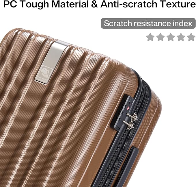 Hanke 14 Inch Underseat Carry On Luggage with Wheels Hard Shell Suitcases Lightweight Small Luggage for Weekender Mini Suitcase Carry On Bag Travel Luggage for Travel Rolling Suitcase.(Brown)