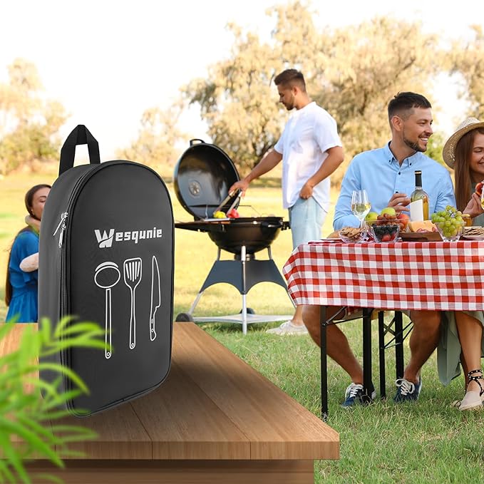 Camp Kitchen Organizer, Multi-Pocket Camping Cooking Utensils Bag, Waterproof Portable Storage for BBQ Outdoor Cooking Essentials