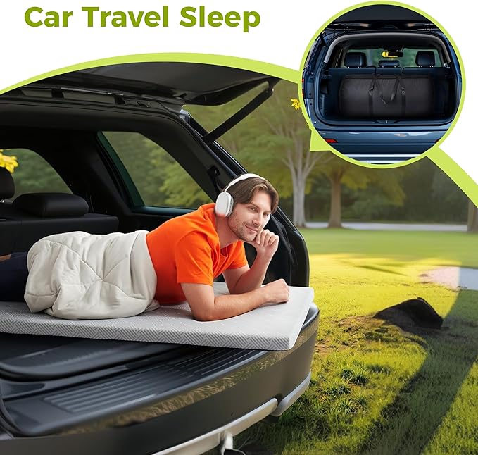 Cooling Foam Camping Mattress for Hot Sleeper,Waterproof Sleeping Pad with Carry Bag,Roll Up Cot Mattress Topper for Summer Camping Bed,Hiking,Car,Portable(75 x 30 x 2 inches)