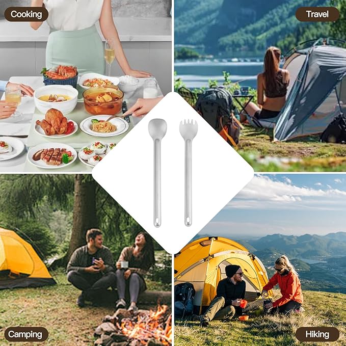 Titanium Long Handle Spork and Spoon Camping Utensils