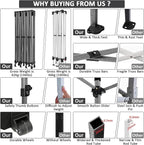 COBIZI 10x30 Pop up Canopy Tent 10x30 Canopy with 8 Sidewalls Waterproof Heavy Duty Commercial Canopy Tent for Parties Outdoor Tent Garden Gazebo Tent, Carry Bag with Wheel(10x30ft, Gray)