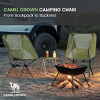 CAMEL CROWN Portable Camping Chair Lightweight Compact Folding Chair Mesh for Outdoor Camp Travel Beach Picnic Festival Hiking Backpacking Army Green