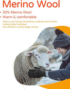 Merino Wool Gloves for Women Men, Touch Screen Warm Glove Liners Thermal Soft Knit Lining for Winter Running Hiking