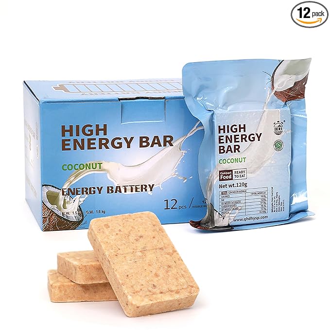 Emergency Food Bars - Coconut Flavor Hardtack, Mre Meals Military, 20 Years Shelf Life, Emergency Meals Ration Bars, Emergency Supplies for Disaster Preparedness, 12 Count
