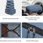 ECOHUB 7 Set Packing Cubes Tear-Resistant Luggage Packing Organizers with Number Icon for Travel Accessories Luggage Suitcase Machine Washable Packing Cubes (Blue)