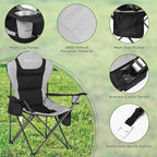 Camping Chairs 2 Pack, Camp Chair for Adults, Folding Chairs for Outside, Support 380 LBS, Portable Travel Lawn Outdoor Camping Chairs with Cup Holder & Cooler Bag, Sports Chairs for Baseball