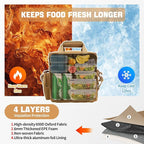 QT&QY Tactical Lunch Box for Men Expandable 18L Heavy Duty Military Insulated Cooler Bag, Leakproof Thermal Lunch Bag for Work Camping Outdoor Picnic Pail Adult Meal MOLLE Webbing Khaki