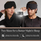 Lunya Sleep Mask with Box - Washable Silk Sleeping Mask and Headband for Beauty Routines - Thermoregulating Comfort for Restful Nights - Silk Eye Mask for Women - Immersed Black