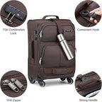 Hanke 3 Piece luggage Sets Softside Expandable luggage with Spinner Wheels TSA Lock,Travel Lightweight Luggage Sets,Coffee