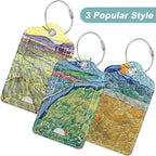 Rimilak 3 Pcs PU Leather Luggage Tags for Suitcase, Travel Cruise Luggage Tag with Privacy Flap, Name ID Label and Metal Loop for Women Men Baggage Handbag School Bag Backpack, Ink Field