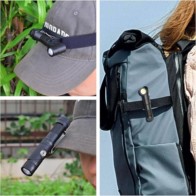 T21X 1400 Lumen Small LED Flashlight Rechargeable, Super Bright 90 Degree EDC AA Pocket Flashlight with Magnet, Adjustable Headlamp, Mini Tactical Light & Clip for Camping Running Hiking