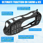 Ice Cleats for Shoes and Boots Men Women Snow Traction Cleats Crampons Anti Slip Shoe Grippers Spikes for Snow Ice Winter Walking Non-Slip 24 Studs Overshoe Slip-on Stretch Footwear