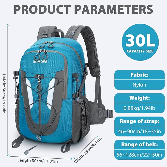 Hiking Backpack 30L Lightweight Travel Daypack Small Day Pack for Men Women Outdoor Camping Backpacking, Blue