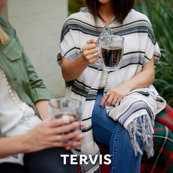 Tervis Clear & Colorful Tabletop Made in USA Double Walled Insulated Tumbler Travel Cup Keeps Drinks Cold & Hot, 16oz Mug, Clear