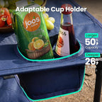 Folding Camping Table, Portable Outdoor Picnic Table, Rectangular Lightweight Camp Table with Storage, Cup Holder and Carry Bag for Barbeque Beach Camping and Tailgate