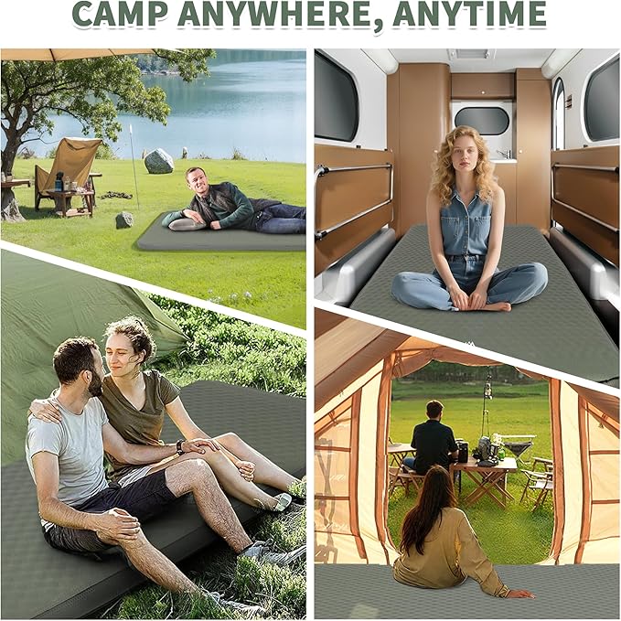 Self Inflating Sleeping Pad with Electric Pump, 4" Ultra-Thick Memory Foam Camping Pad, 40s Fast Inflating Camping Mattress Pad, 4-Season Insulated Camp Sleeping Mat for Outdoor/Travel/Tent (Single)